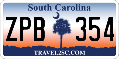 SC license plate ZPB354