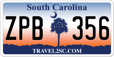 SC license plate ZPB356