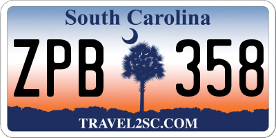 SC license plate ZPB358