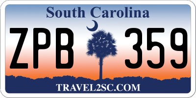 SC license plate ZPB359