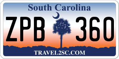 SC license plate ZPB360