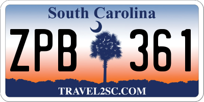SC license plate ZPB361