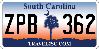 SC license plate ZPB362