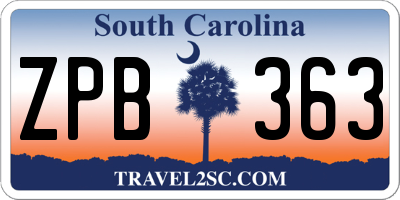 SC license plate ZPB363
