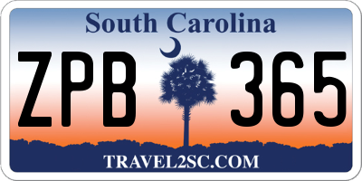 SC license plate ZPB365