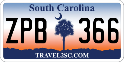SC license plate ZPB366