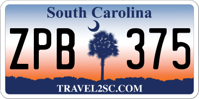 SC license plate ZPB375