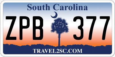 SC license plate ZPB377
