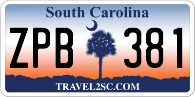 SC license plate ZPB381