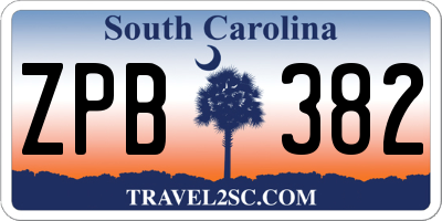 SC license plate ZPB382