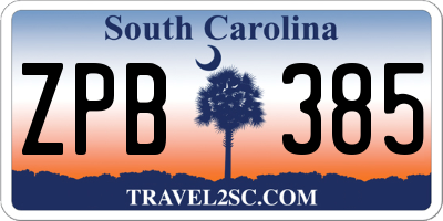 SC license plate ZPB385