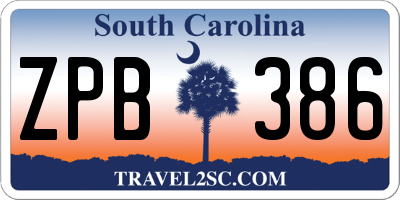 SC license plate ZPB386