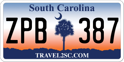 SC license plate ZPB387