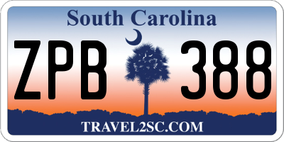 SC license plate ZPB388