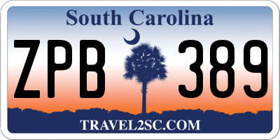 SC license plate ZPB389