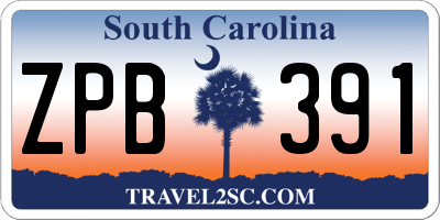 SC license plate ZPB391