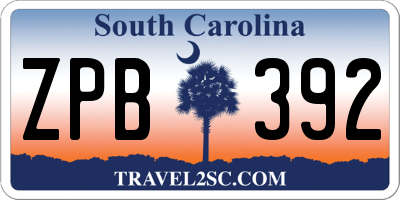 SC license plate ZPB392