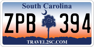 SC license plate ZPB394