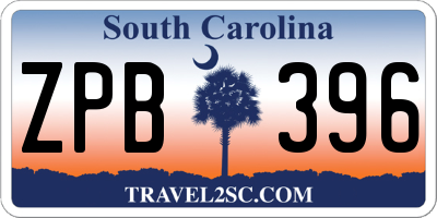 SC license plate ZPB396