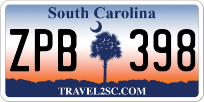 SC license plate ZPB398