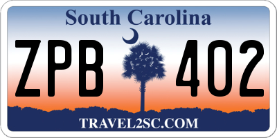SC license plate ZPB402