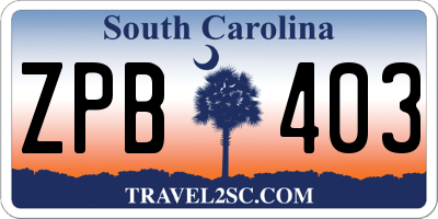 SC license plate ZPB403