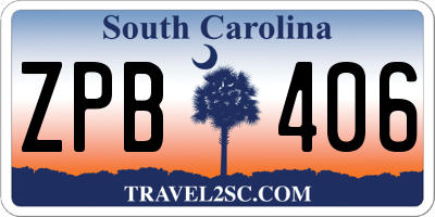 SC license plate ZPB406