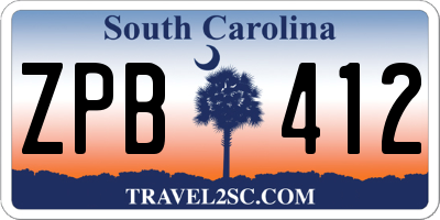 SC license plate ZPB412
