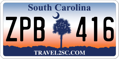 SC license plate ZPB416