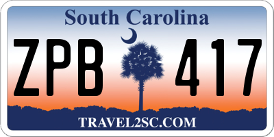 SC license plate ZPB417
