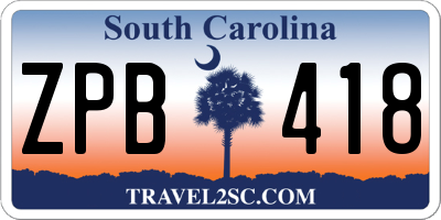 SC license plate ZPB418