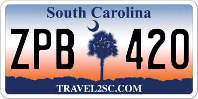 SC license plate ZPB420