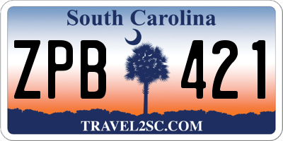 SC license plate ZPB421