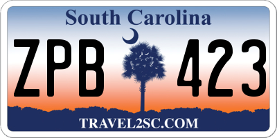 SC license plate ZPB423