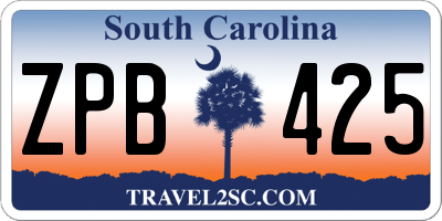 SC license plate ZPB425