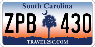 SC license plate ZPB430