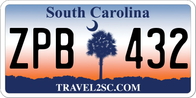 SC license plate ZPB432
