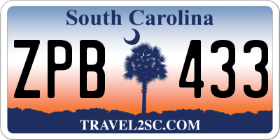 SC license plate ZPB433