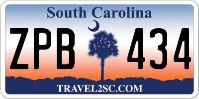 SC license plate ZPB434
