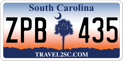 SC license plate ZPB435