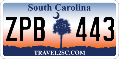 SC license plate ZPB443