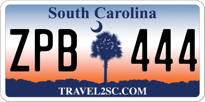 SC license plate ZPB444