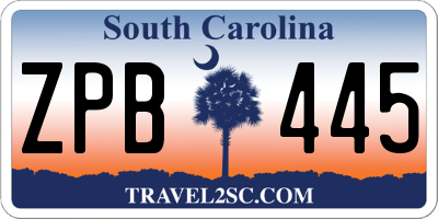 SC license plate ZPB445