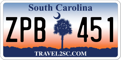 SC license plate ZPB451