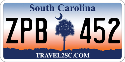 SC license plate ZPB452