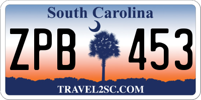SC license plate ZPB453