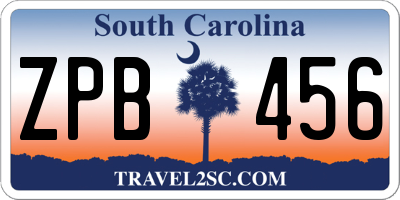 SC license plate ZPB456