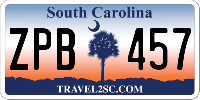 SC license plate ZPB457