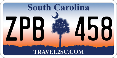 SC license plate ZPB458