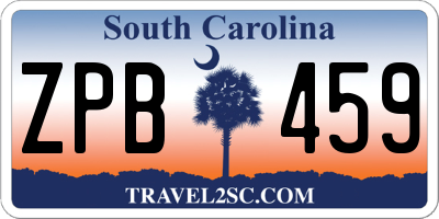 SC license plate ZPB459